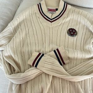 Harvard Seal Cable Knit Cricket Sweater